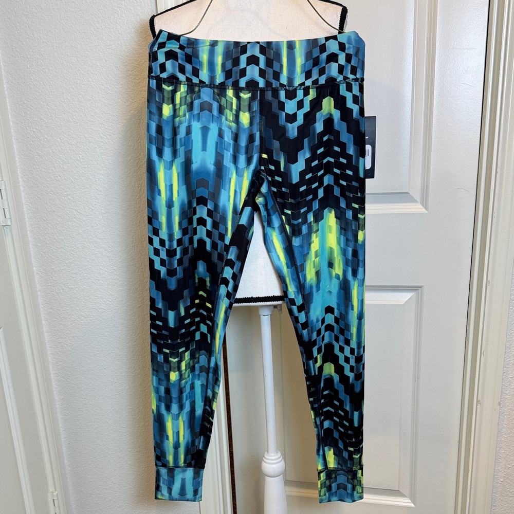Asics Women's Leggings with Blue and Yellow Pattern